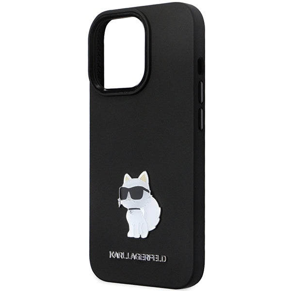 Husa pentru Apple iPhone 14 Pro Max, Karl Lagerfeld, Silicone Choupette Metal, Neagra
