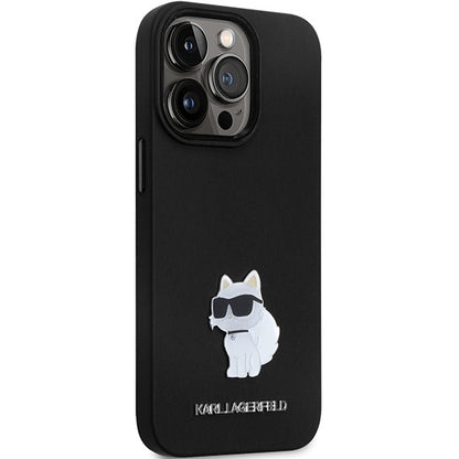 Husa pentru Apple iPhone 14 Pro Max, Karl Lagerfeld, Silicone Choupette Metal, Neagra