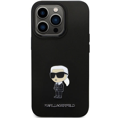 Husa pentru Apple iPhone 14 Pro Max, Karl Lagerfeld, Silicone Ikonik Karl Metal, Neagra