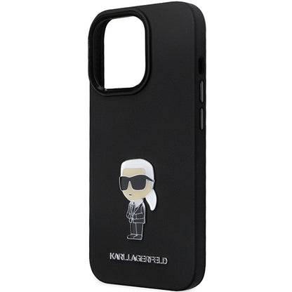 Husa pentru Apple iPhone 14 Pro Max, Karl Lagerfeld, Silicone Ikonik Karl Metal, Neagra