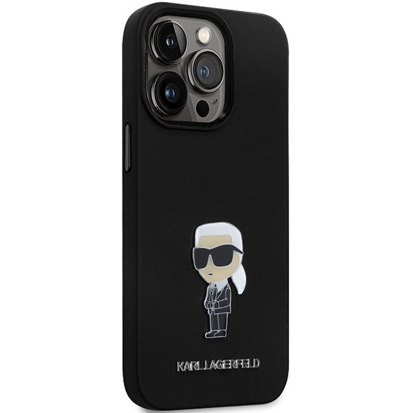 Husa pentru Apple iPhone 14 Pro Max, Karl Lagerfeld, Silicone Ikonik Karl Metal, Neagra