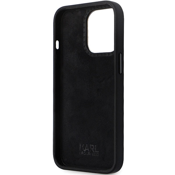 Husa pentru Apple iPhone 14 Pro Max, Karl Lagerfeld, Silicone Ikonik Karl Metal, Neagra