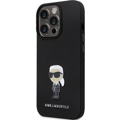 Husa pentru Apple iPhone 14 Pro Max, Karl Lagerfeld, Silicone Ikonik Karl Metal, Neagra
