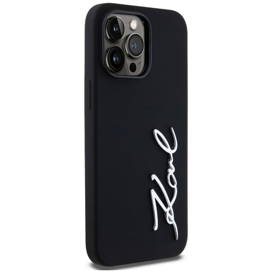 Husa pentru Apple iPhone 14 Pro Max, Karl Lagerfeld, Silicone Script, Neagra