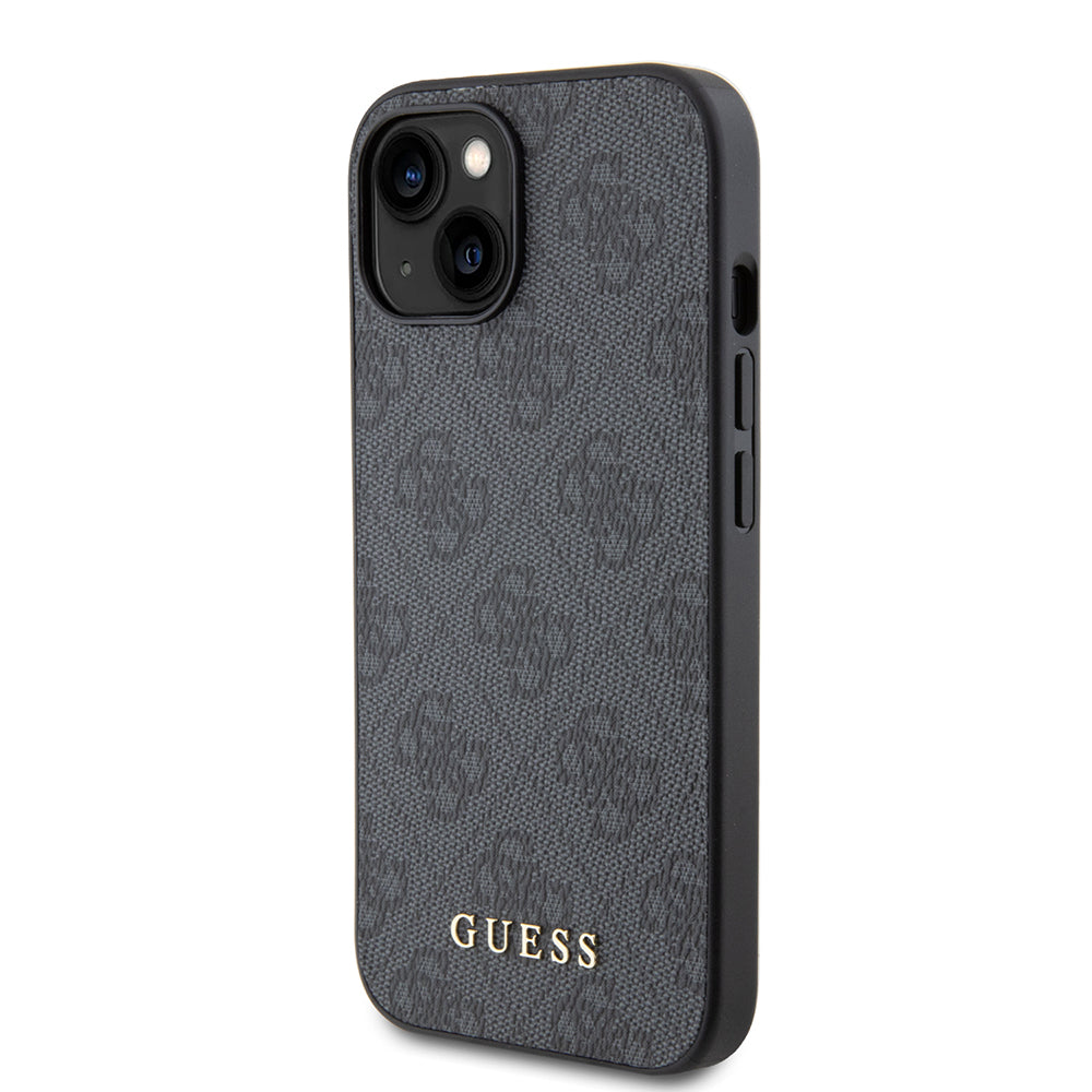 Husa pentru Apple iPhone 15, Guess, 4G Metal Gold Logo, Gri