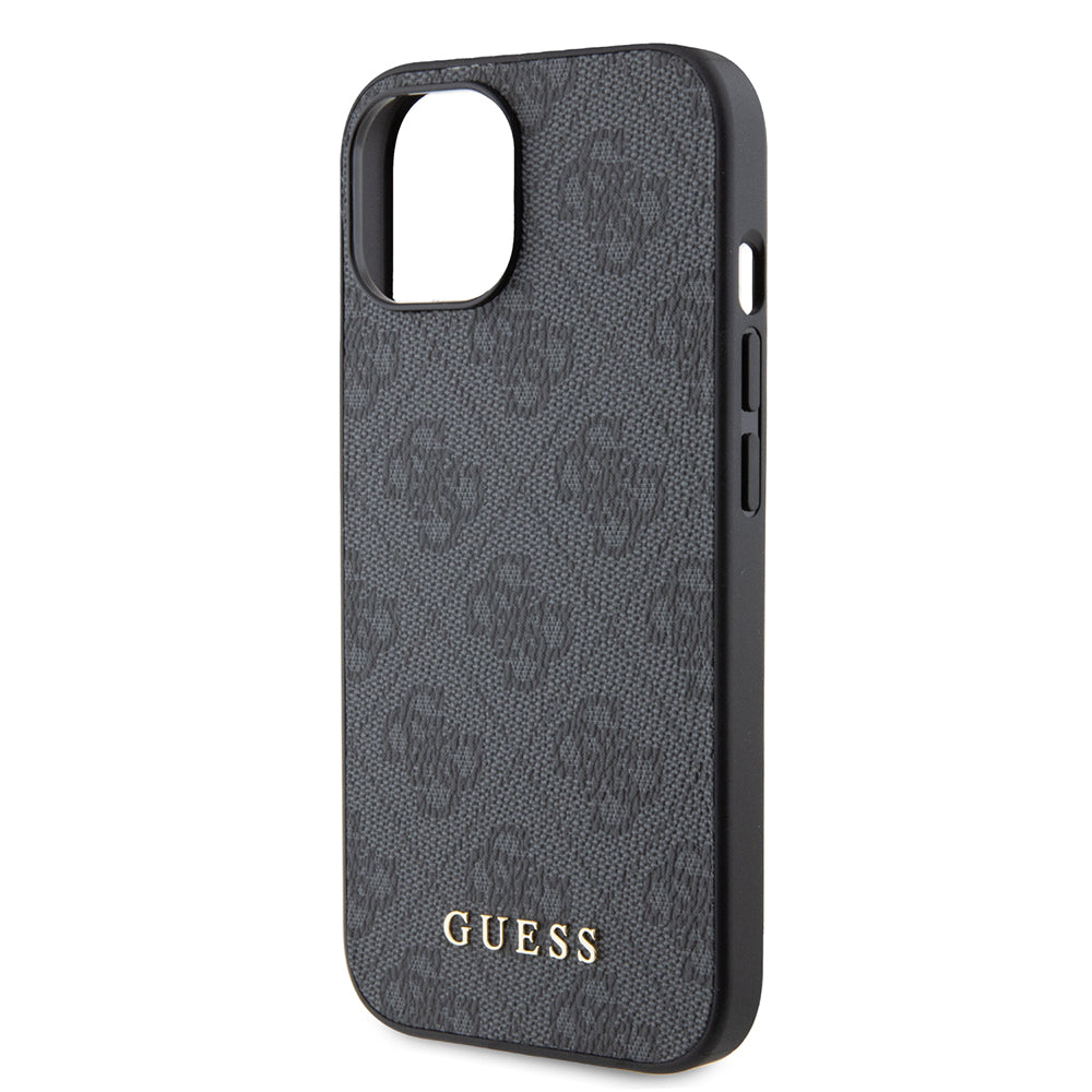 Husa pentru Apple iPhone 15, Guess, 4G Metal Gold Logo, Gri
