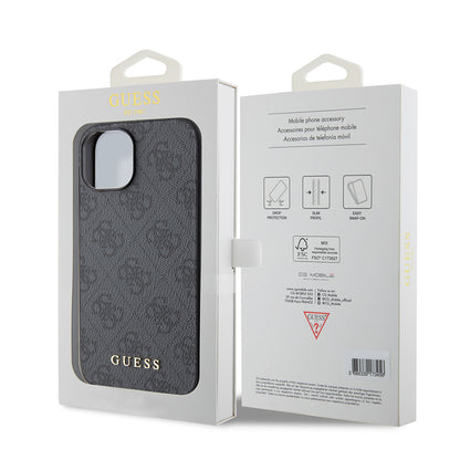 Husa pentru Apple iPhone 15, Guess, 4G Metal Gold Logo, Gri