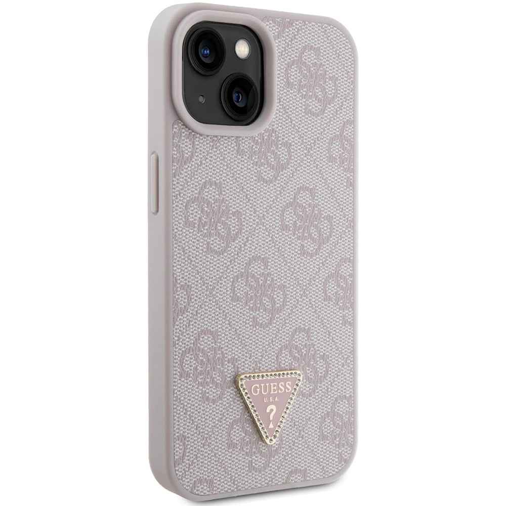 Husa pentru Apple iPhone 15, Guess, 4G Triangle Strass, Roz