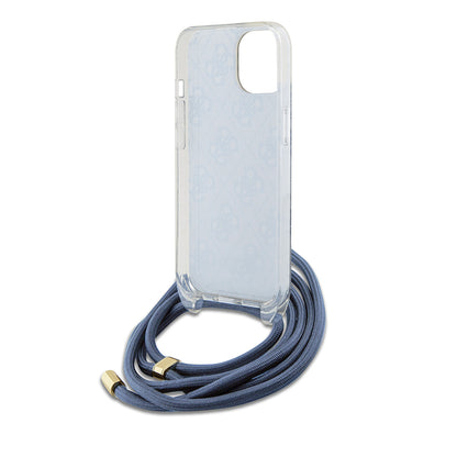 Husa pentru Apple iPhone 15, Guess, Crossbody Cord 4G Print, Albastra