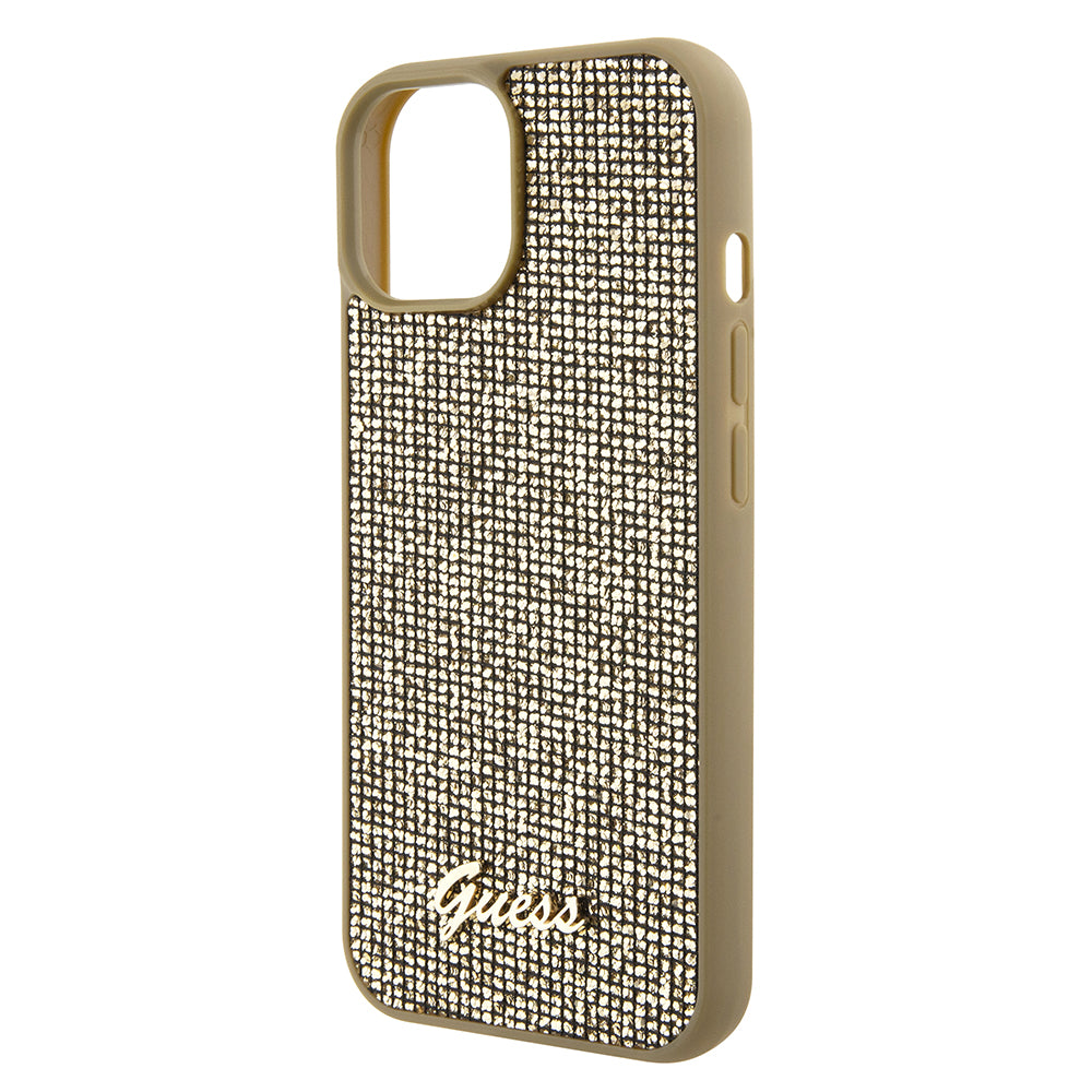Husa pentru Apple iPhone 15, Guess, Disco Metal Script, Aurie