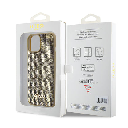 Husa pentru Apple iPhone 15, Guess, Disco Metal Script, Aurie