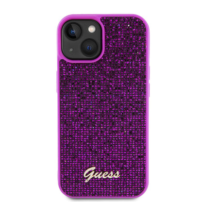 Husa pentru Apple iPhone 15, Guess, Disco Metal Script, Fucsia