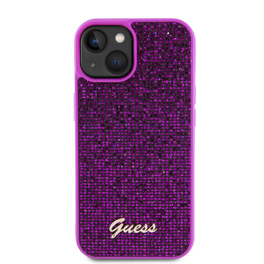 Husa pentru Apple iPhone 15, Guess, Disco Metal Script, Fucsia