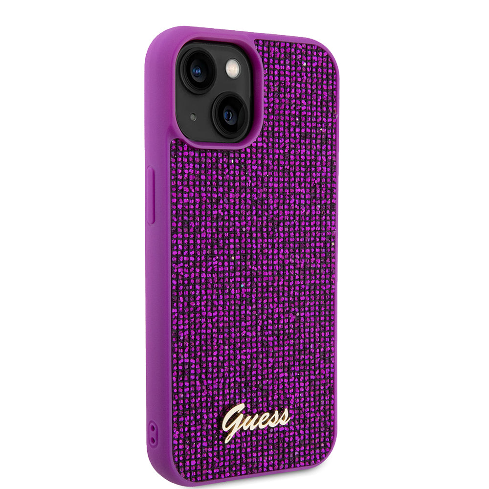 Husa pentru Apple iPhone 15, Guess, Disco Metal Script, Fucsia