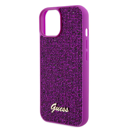 Husa pentru Apple iPhone 15, Guess, Disco Metal Script, Fucsia