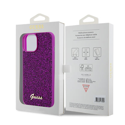 Husa pentru Apple iPhone 15, Guess, Disco Metal Script, Fucsia