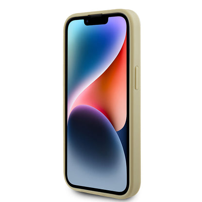 Husa pentru Apple iPhone 15, Guess, Glitter Big 4G Script, Aurie