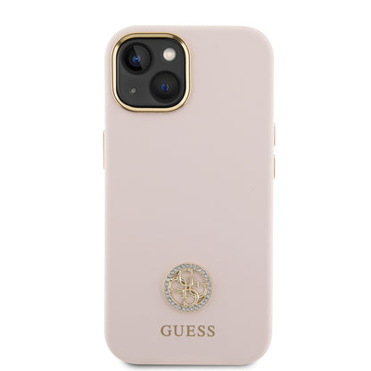 Husa pentru Apple iPhone 15, Guess, Logo Strass 4G, Roz Deschis