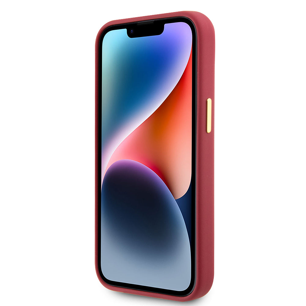 Husa pentru Apple iPhone 15, Guess, Script Metal Logo & Frame, Rosie