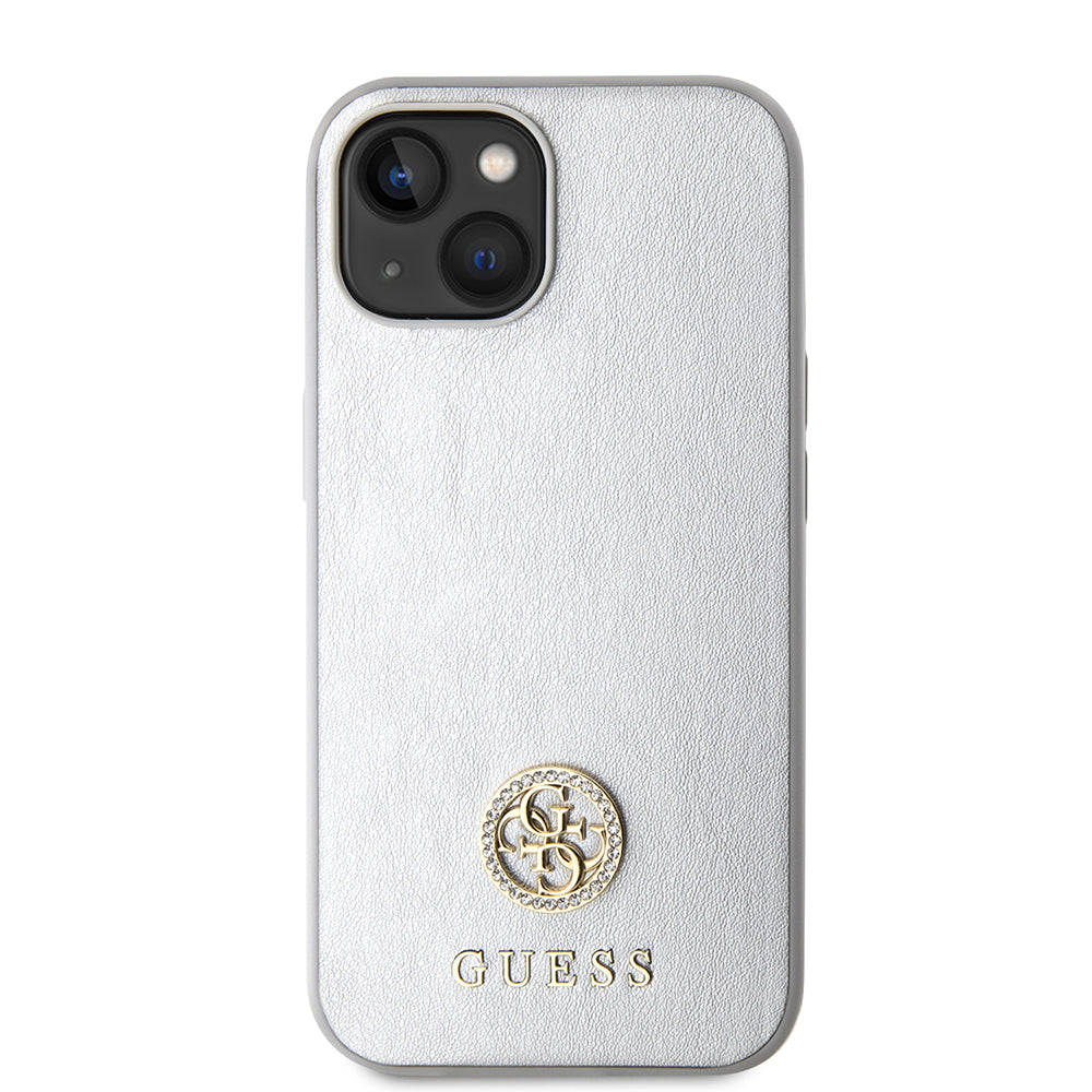 Husa pentru Apple iPhone 15, Guess, Strass Metal Logo, Argintie