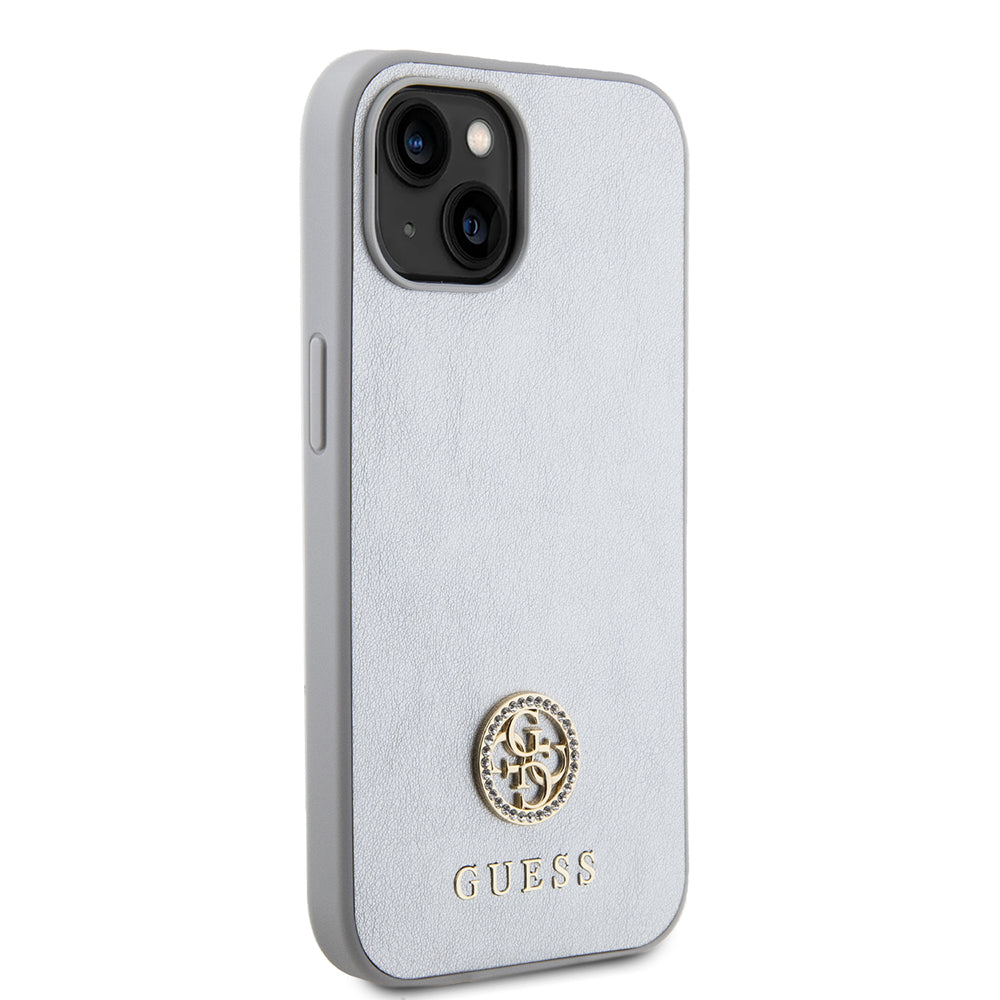 Husa pentru Apple iPhone 15, Guess, Strass Metal Logo, Argintie
