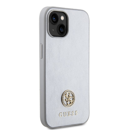 Husa pentru Apple iPhone 15, Guess, Strass Metal Logo, Argintie