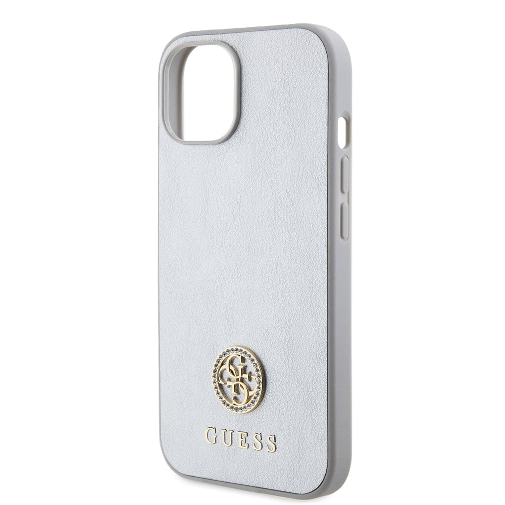 Husa pentru Apple iPhone 15, Guess, Strass Metal Logo, Argintie
