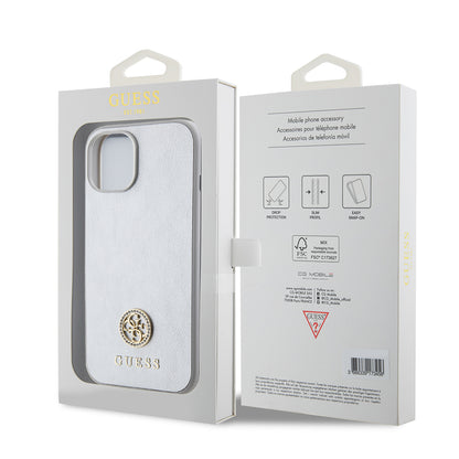 Husa pentru Apple iPhone 15, Guess, Strass Metal Logo, Argintie