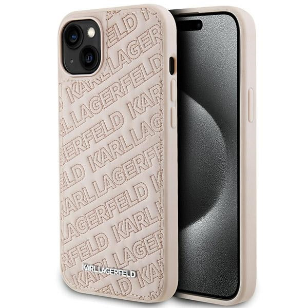 Husa pentru Apple iPhone 15, Karl Lagerfeld, Diagonal Quilted K Pattern, Roz