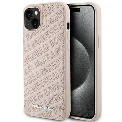 Husa pentru Apple iPhone 15, Karl Lagerfeld, Diagonal Quilted K Pattern, Roz