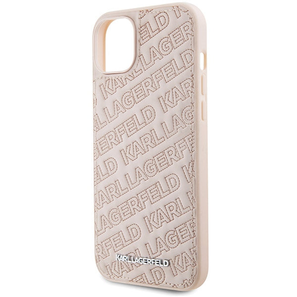 Husa pentru Apple iPhone 15, Karl Lagerfeld, Diagonal Quilted K Pattern, Roz
