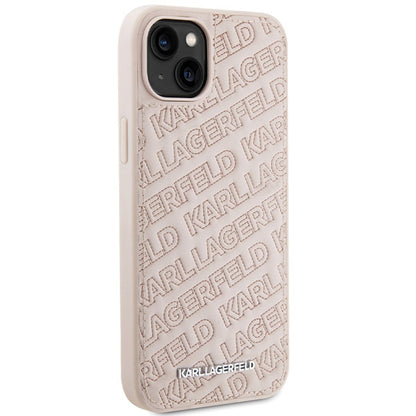 Husa pentru Apple iPhone 15, Karl Lagerfeld, Diagonal Quilted K Pattern, Roz