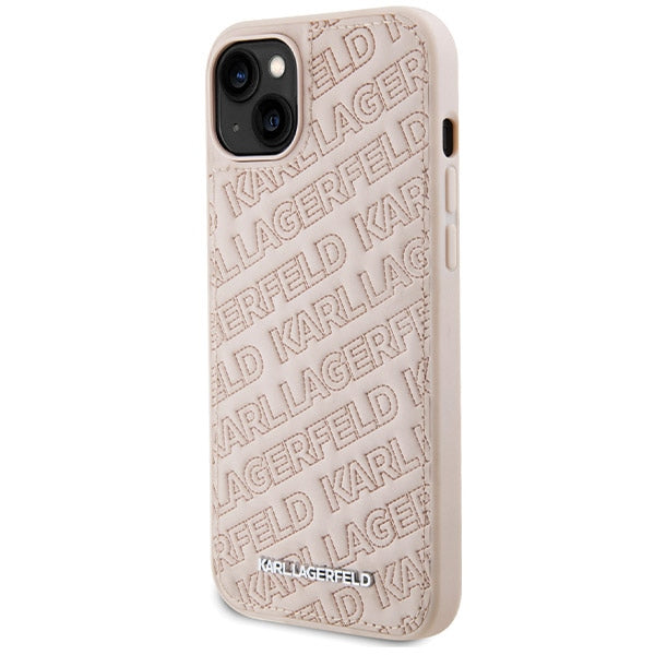 Husa pentru Apple iPhone 15, Karl Lagerfeld, Diagonal Quilted K Pattern, Roz
