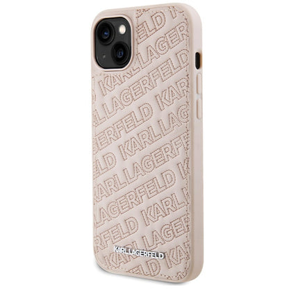 Husa pentru Apple iPhone 15, Karl Lagerfeld, Diagonal Quilted K Pattern, Roz