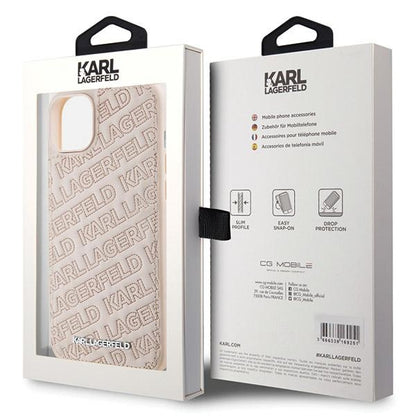 Husa pentru Apple iPhone 15, Karl Lagerfeld, Diagonal Quilted K Pattern, Roz