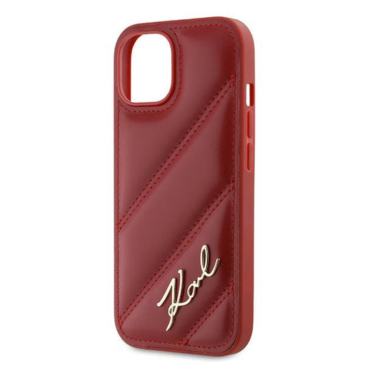 Husa pentru Apple iPhone 15, Karl Lagerfeld, Diagonal Quilted Script, Rosie