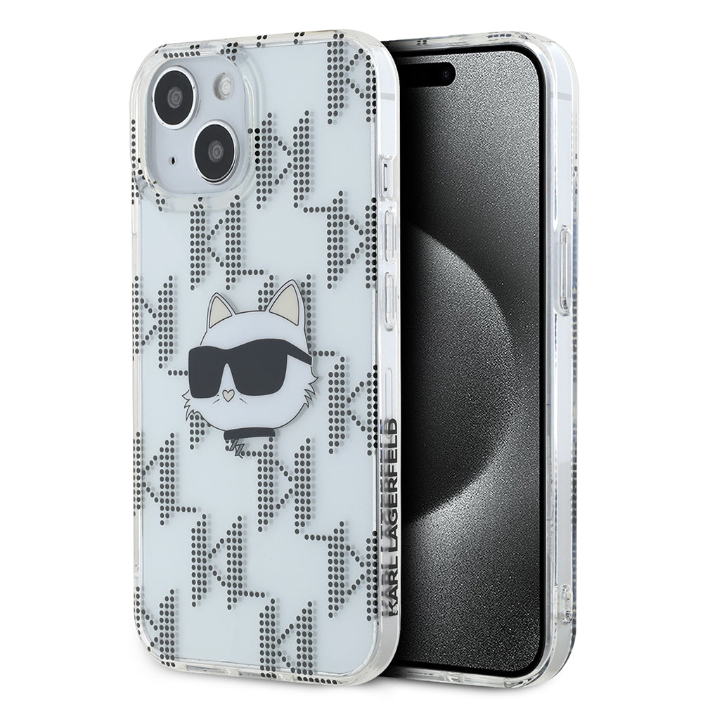 Husa pentru Apple iPhone 15, Karl Lagerfeld, IML Electroplated Choupette Head, Transparenta