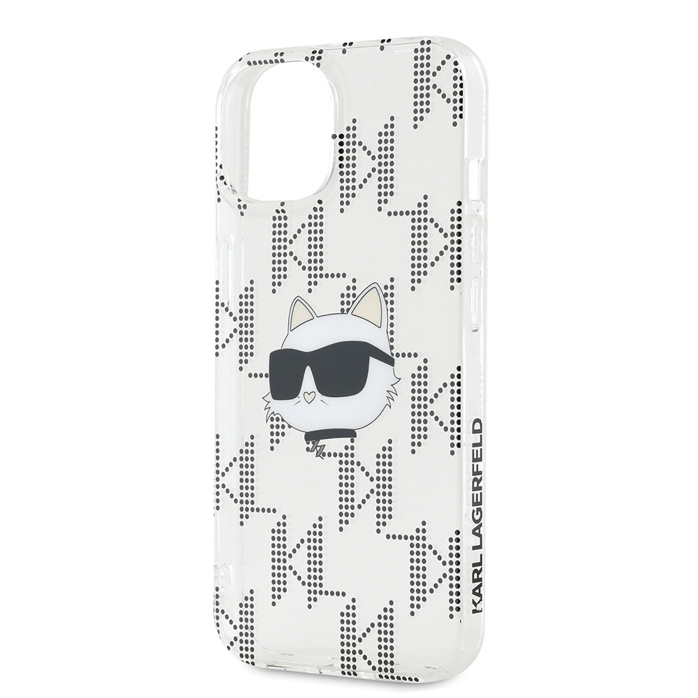 Husa pentru Apple iPhone 15, Karl Lagerfeld, IML Electroplated Choupette Head, Transparenta