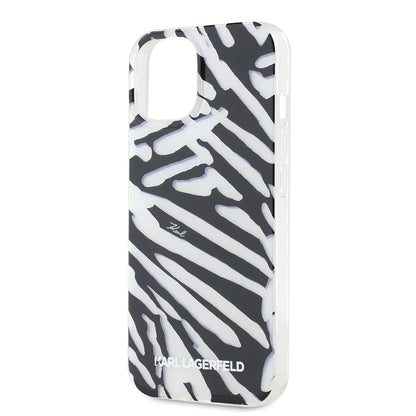 Husa pentru Apple iPhone 15, Karl Lagerfeld, IML Luxury Zebra Pattern with Strap, Neagra