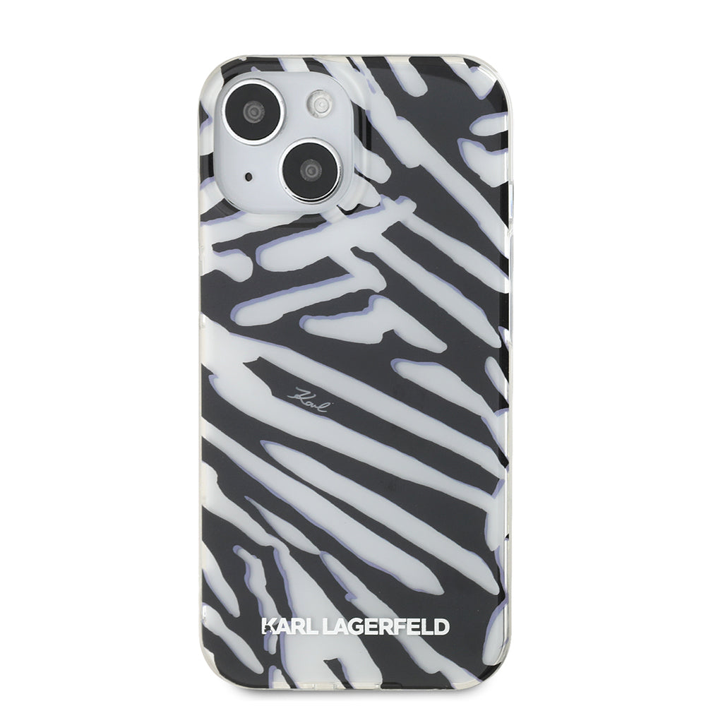 Husa pentru Apple iPhone 15, Karl Lagerfeld, IML Luxury Zebra Pattern with Strap, Neagra