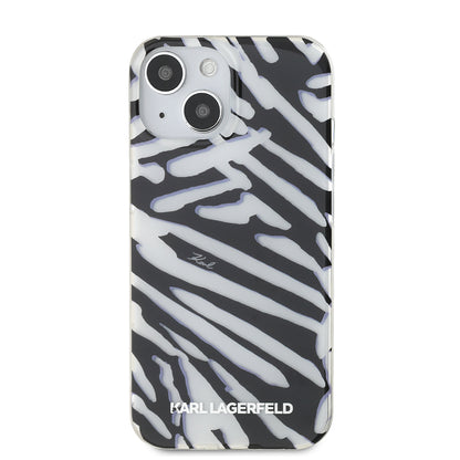 Husa pentru Apple iPhone 15, Karl Lagerfeld, IML Luxury Zebra Pattern with Strap, Neagra