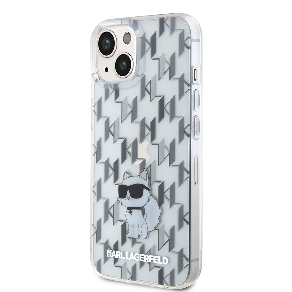 Husa pentru Apple iPhone 15, Karl Lagerfeld, Monogram Choupette, Transparenta