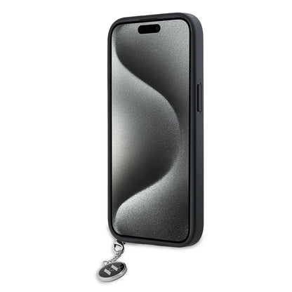 Husa pentru Apple iPhone 15, Karl Lagerfeld, Saffiano Rhinestones & Charm, Neagra