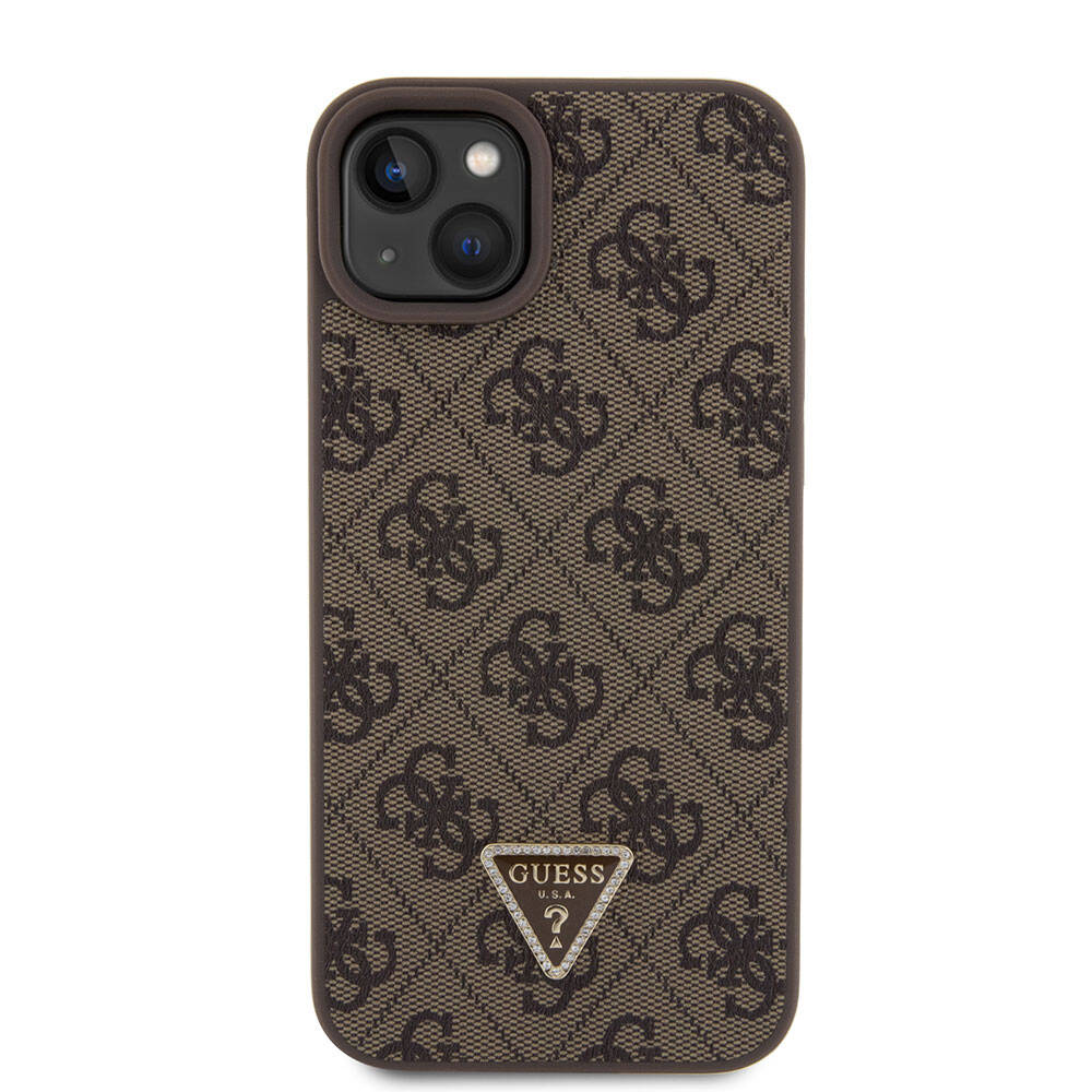 Husa pentru Apple iPhone 15 Plus, Guess, Crossbody 4G Metal Logo, Maro