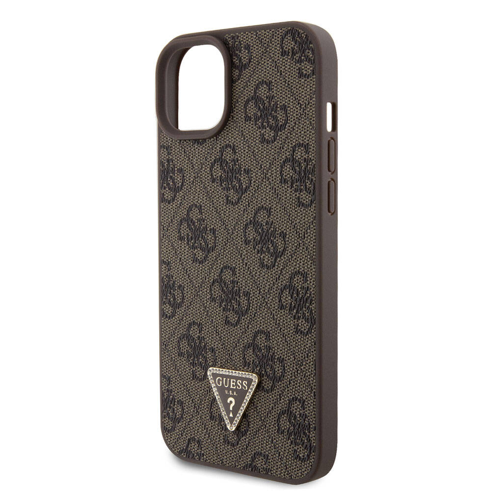 Husa pentru Apple iPhone 15 Plus, Guess, Crossbody 4G Metal Logo, Maro