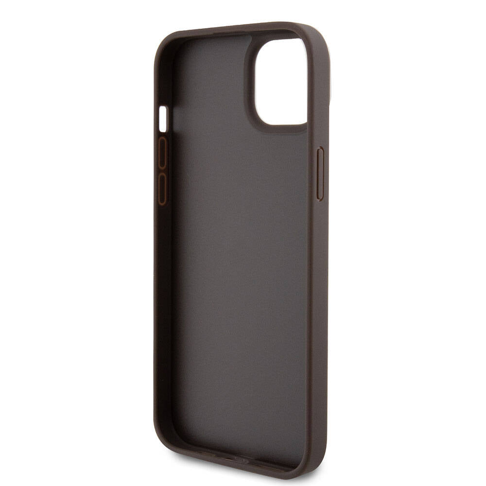 Husa pentru Apple iPhone 15 Plus, Guess, Crossbody 4G Metal Logo, Maro