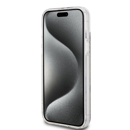 Husa pentru Apple iPhone 15 Plus, Guess, IML 4G Gold Stripe, Maro