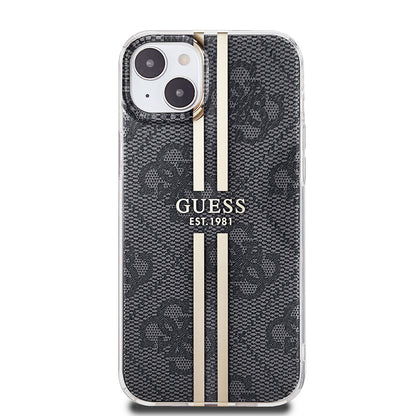 Husa pentru Apple iPhone 15 Plus, Guess, IML 4G Gold Stripe, Neagra