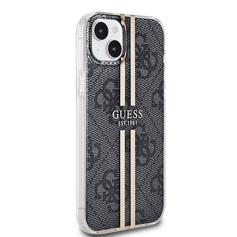 Husa pentru Apple iPhone 15 Plus, Guess, IML 4G Gold Stripe, Neagra