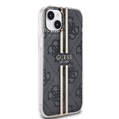 Husa pentru Apple iPhone 15 Plus, Guess, IML 4G Gold Stripe, Neagra